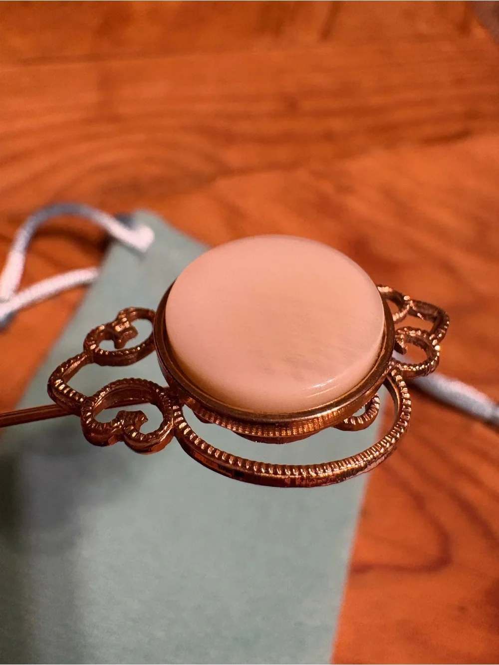 Dainty Vintage Gold-Tone Stick Pin with Iridescent Opal Cabochon